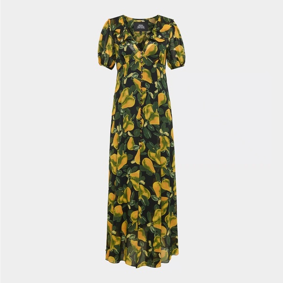 NWT Marc Jacobs Redux Grunge Collection Printed Maxi Dress Black/Yellow - Picture 4 of 11